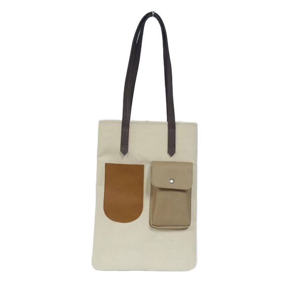 pockets colorful canvas tote handbag shopper  for shopping school_ 1
